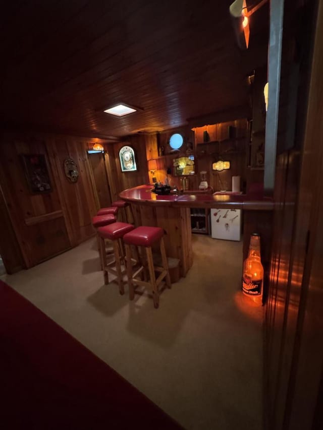 3216 Moorland Ave, Racine, WI 53405 - bar with wood walls, bar area, and wood ceiling