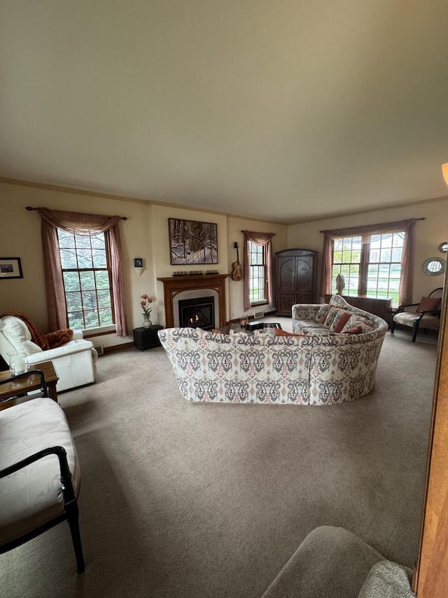 3216 Moorland Ave, Racine, WI 53405 - carpeted living room with a lit fireplace