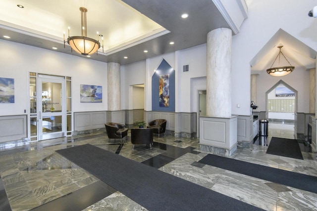 community lobby with visible vents