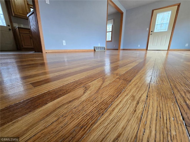 439 270th Ave, Cumberland, WI 54829 - unfurnished living room with baseboards and wood finished floors