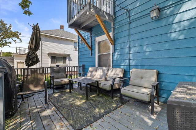 2311 20th St, Racine, WI 53403 - wooden terrace with outdoor lounge area