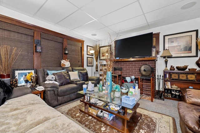 2311 20th St, Racine, WI 53403 - living area with carpet and a drop ceiling