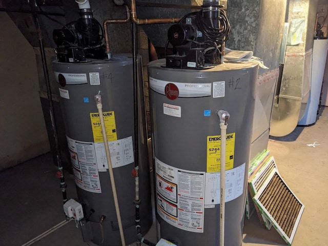 utility room with water heater