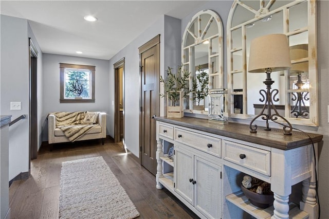 2931 Drier Rd, Eau Claire, WI 54701 - hall with recessed lighting, dark wood finished floors, and baseboards