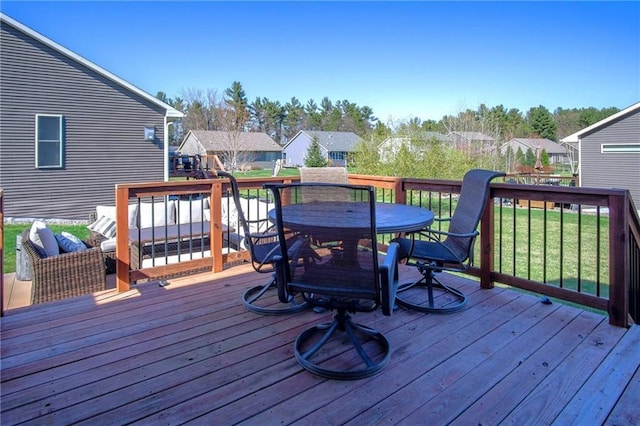 2931 Drier Rd, Eau Claire, WI 54701 - wooden terrace featuring a residential view and outdoor dining space