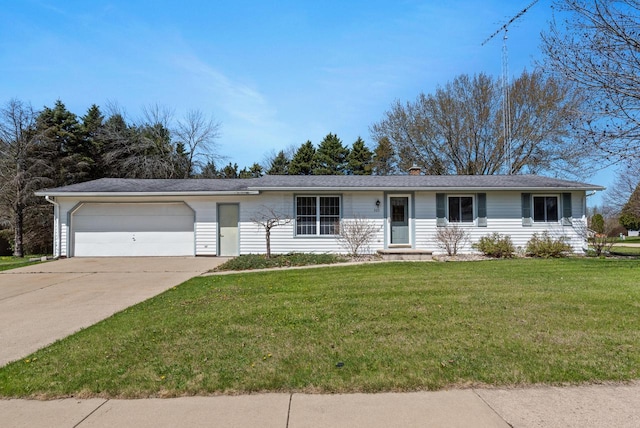305 Hill Rd, Rosendale, WI 54974 - ranch-style house featuring an attached garage, concrete driveway, and a front lawn