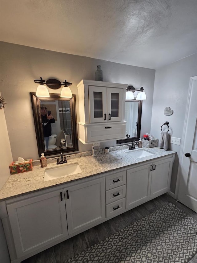 W6517 Greenwood Ct, Greenville, WI 54952 - bathroom featuring wood finished floors and double vanity