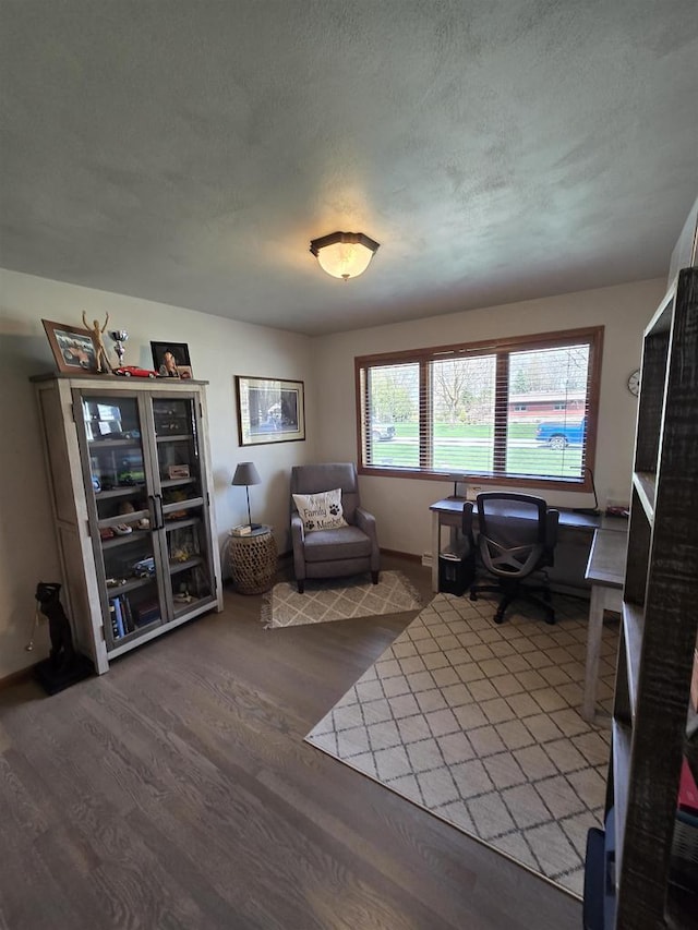 W6517 Greenwood Ct, Greenville, WI 54952 - home office with wood finished floors, baseboards, and a textured ceiling
