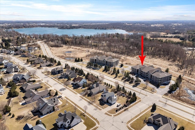 bird's eye view featuring a water view