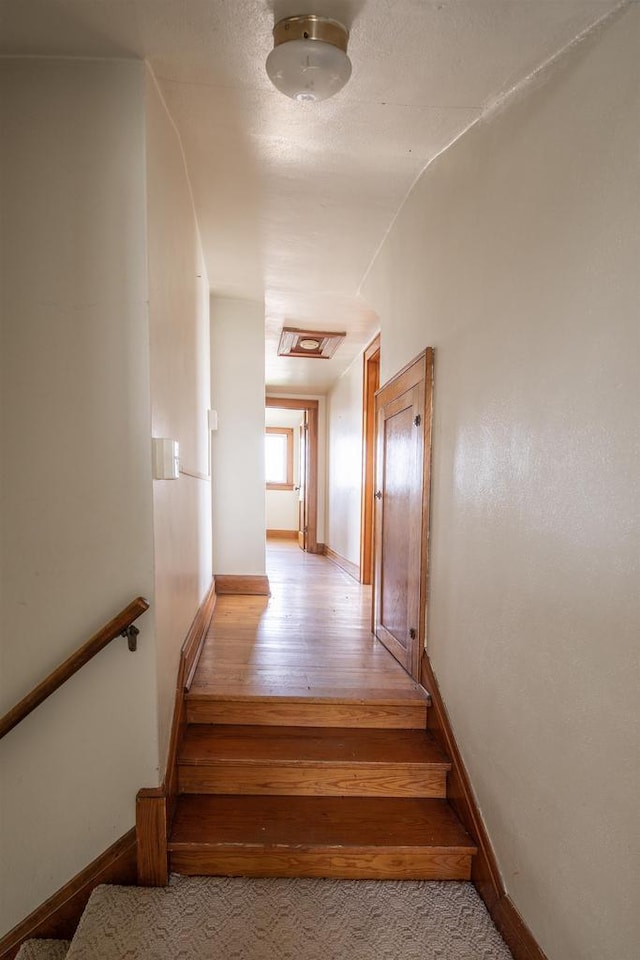 5016 Sth 96, Denmark, WI 54208 - staircase featuring baseboards and hardwood / wood-style flooring