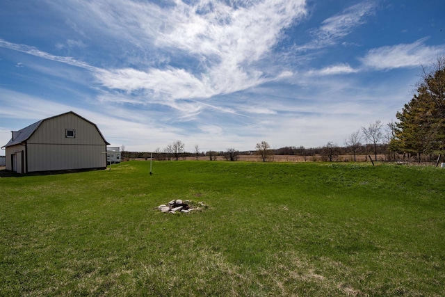 5016 Sth 96, Denmark, WI 54208 - view of yard with a barn, an outbuilding, and a fire pit