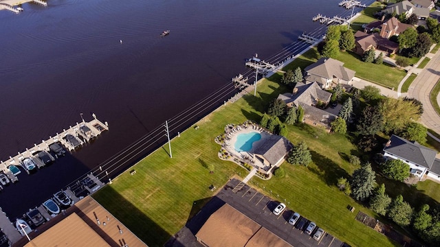 bird's eye view featuring a water view