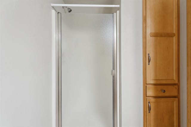 bathroom with a shower stall