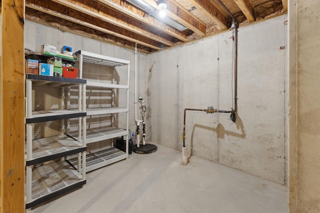 view of unfinished basement