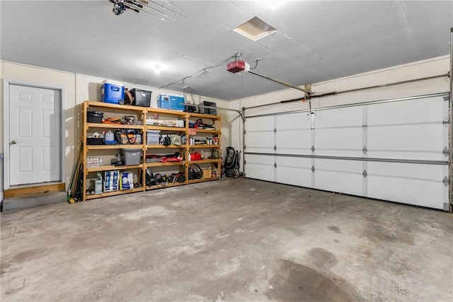 garage with a garage door opener