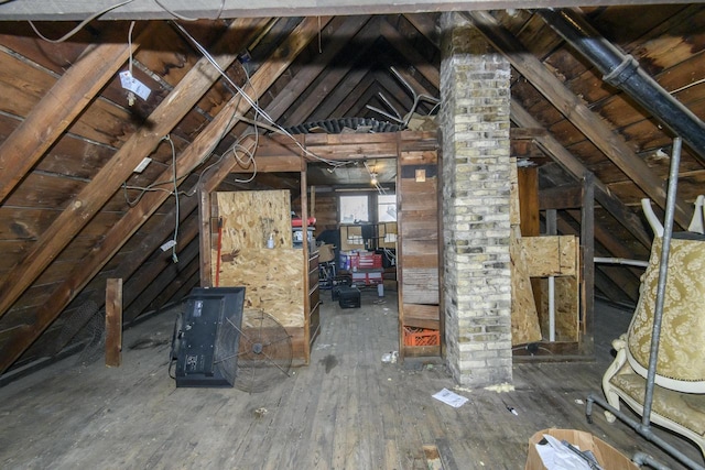 view of unfinished attic