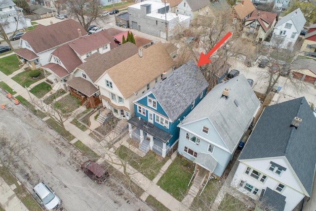 drone / aerial view with a residential view