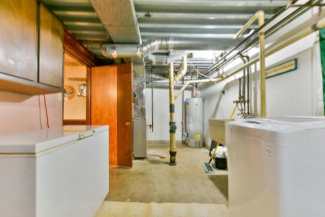 unfinished below grade area with gas water heater