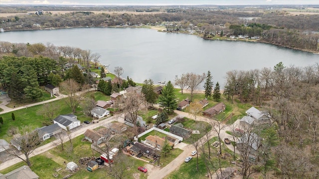 aerial view featuring a residential view and a water view