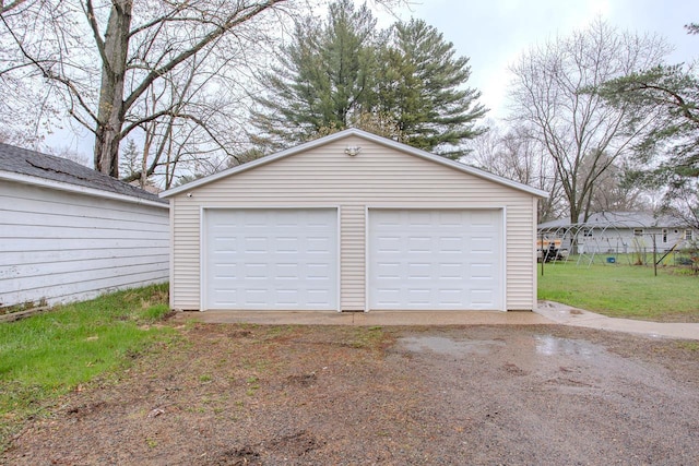 view of detached garage
