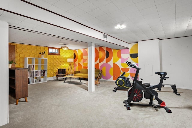 632 N Harrison St, Stoughton, WI 53589 - exercise room featuring carpet and baseboards
