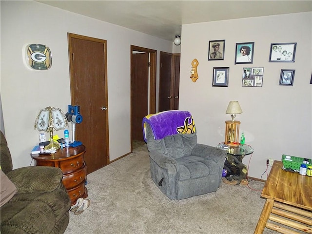 sitting room featuring carpet floors