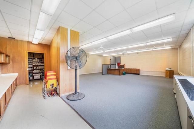 510 Lake St, Cascade, WI 53011 - below grade area featuring wooden walls, baseboards, and a paneled ceiling