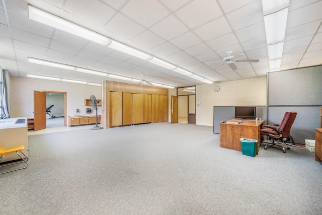 510 Lake St, Cascade, WI 53011 - office area with ceiling fan and a drop ceiling
