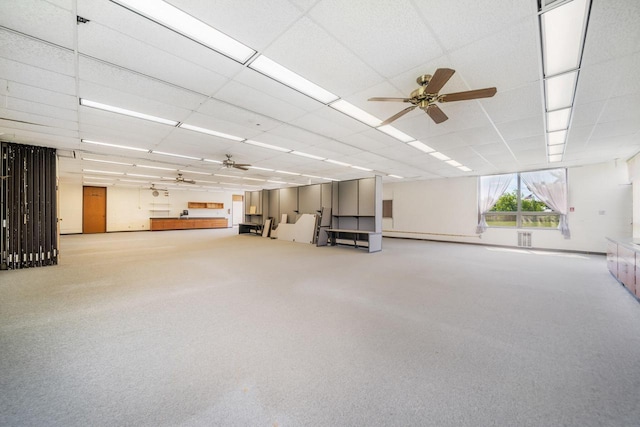 510 Lake St, Cascade, WI 53011 - miscellaneous room with visible vents, a ceiling fan, and carpet