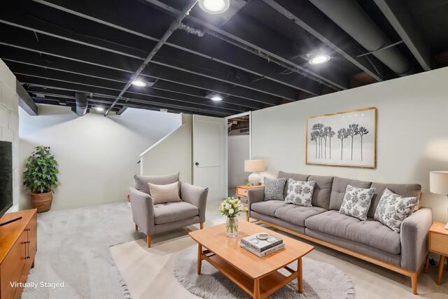 view of carpeted living area