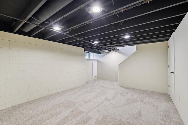 basement featuring carpet floors