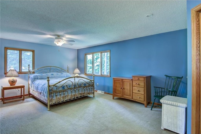1897 Breezy Bay Rd, Balsam Lake, WI 54810 - carpeted bedroom featuring baseboards, a ceiling fan, and a textured ceiling