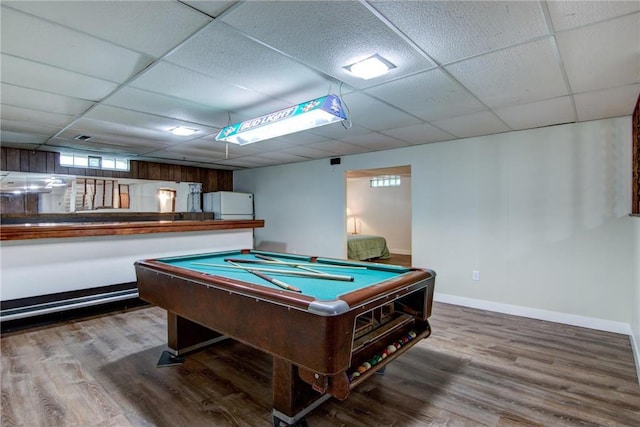 1897 Breezy Bay Rd, Balsam Lake, WI 54810 - playroom featuring wood finished floors, a drop ceiling, and pool table