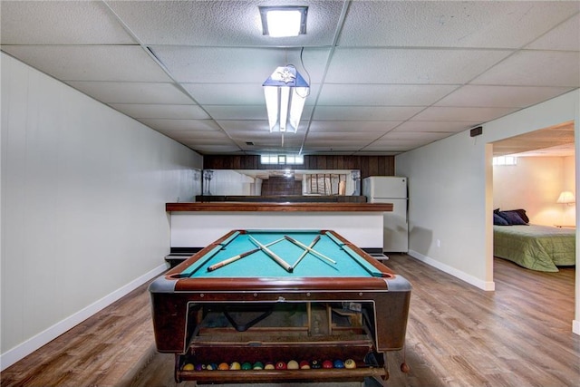 1897 Breezy Bay Rd, Balsam Lake, WI 54810 - recreation room with a paneled ceiling, baseboards, billiards, and wood finished floors