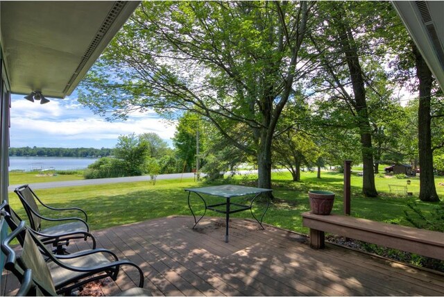 1897 Breezy Bay Rd, Balsam Lake, WI 54810 - view of patio / terrace with a deck with water view