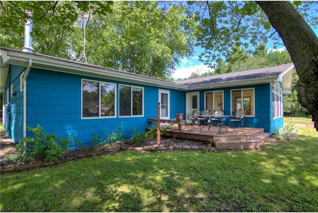 1897 Breezy Bay Rd, Balsam Lake, WI 54810 - back of property featuring a yard and a deck