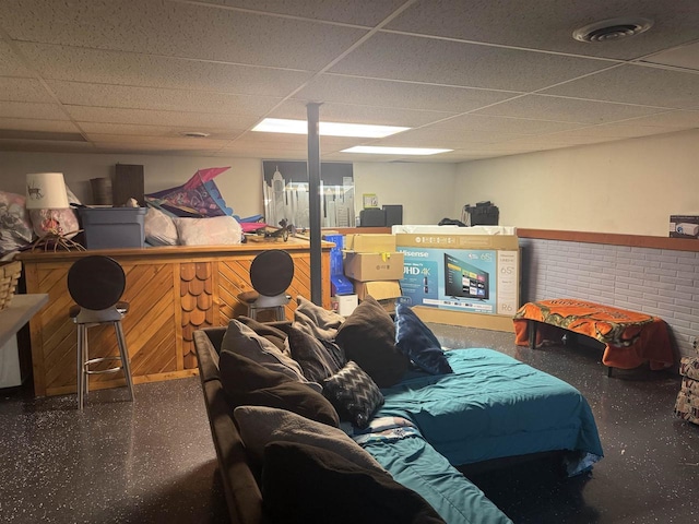 266 Forest St, Berlin, WI 54926 - bedroom with visible vents, speckled floor, and a paneled ceiling