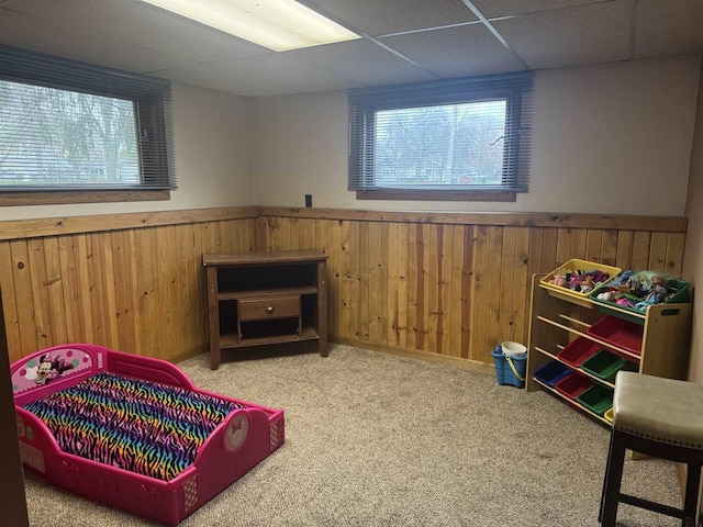 266 Forest St, Berlin, WI 54926 - game room with wooden walls, a wainscoted wall, and a healthy amount of sunlight