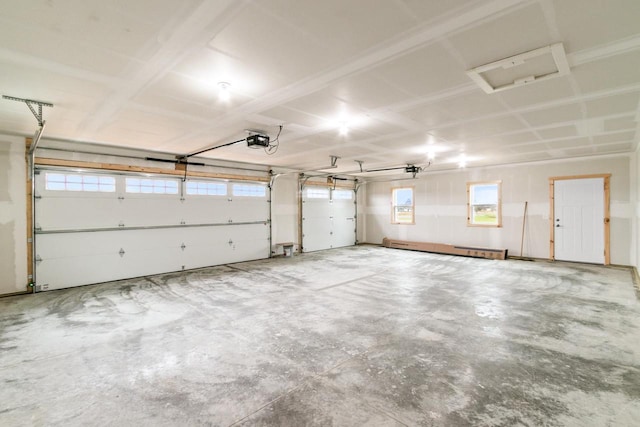 garage with a garage door opener