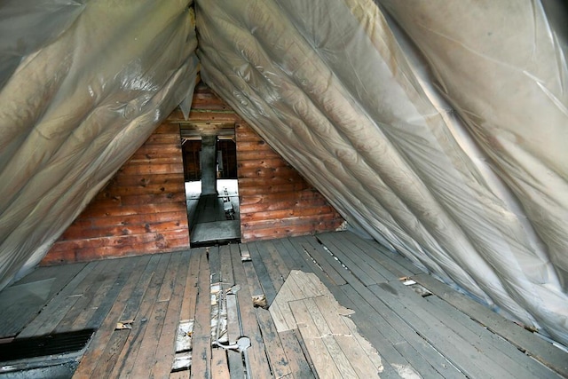 view of unfinished attic
