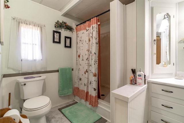 976 Blackhawk Ct, Hancock, WI 54943 - full bathroom with vanity, a stall shower, and toilet