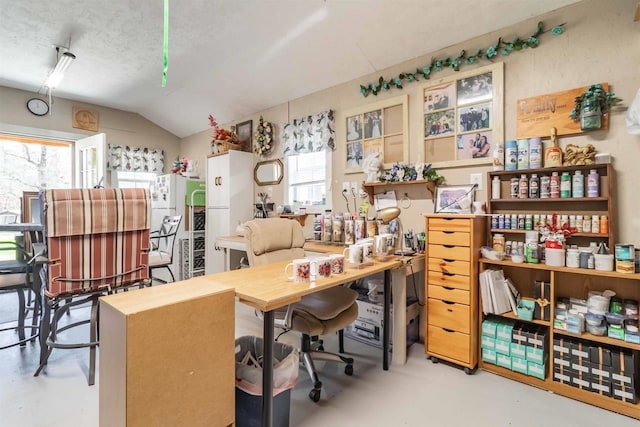 976 Blackhawk Ct, Hancock, WI 54943 - office area with finished concrete floors and lofted ceiling