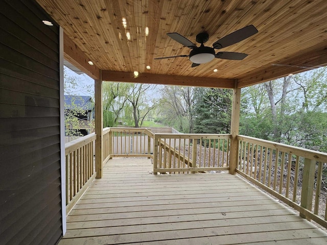 deck with a ceiling fan