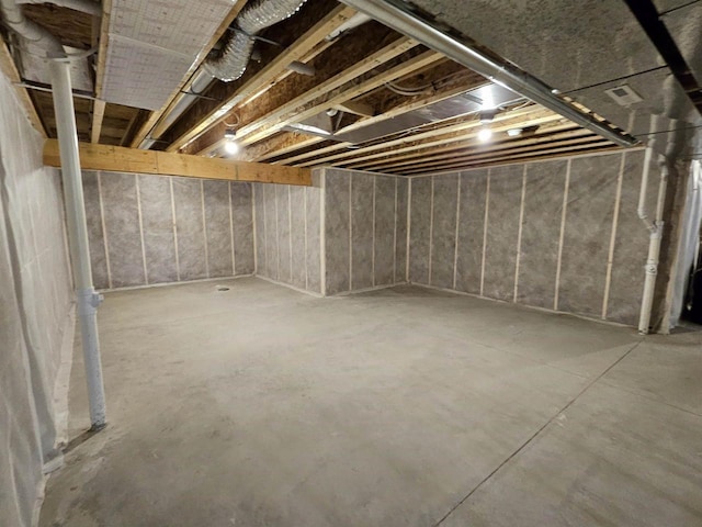 view of unfinished below grade area