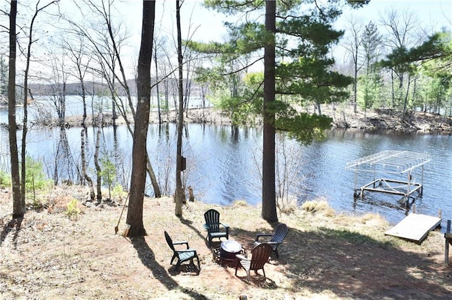 water view featuring a boat dock