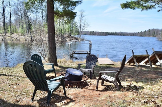 dock area featuring a water view