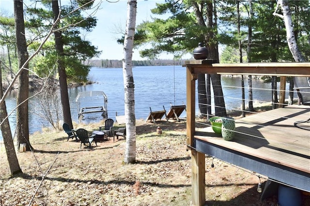 dock area featuring a water view