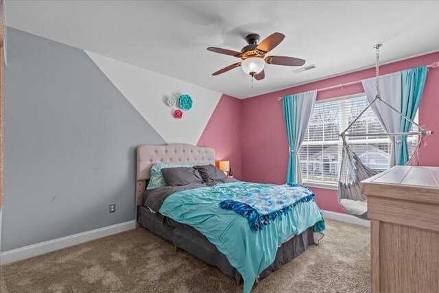 630 Polaris St, West Bend, WI 53095 - carpeted bedroom with visible vents, baseboards, and ceiling fan