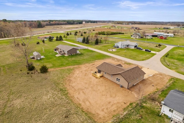 aerial view with a rural view