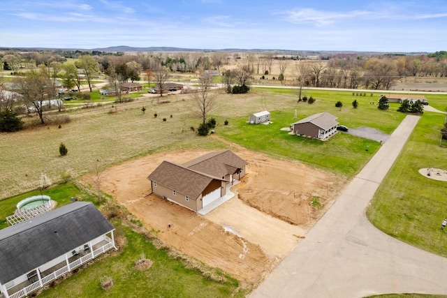 drone / aerial view with a rural view